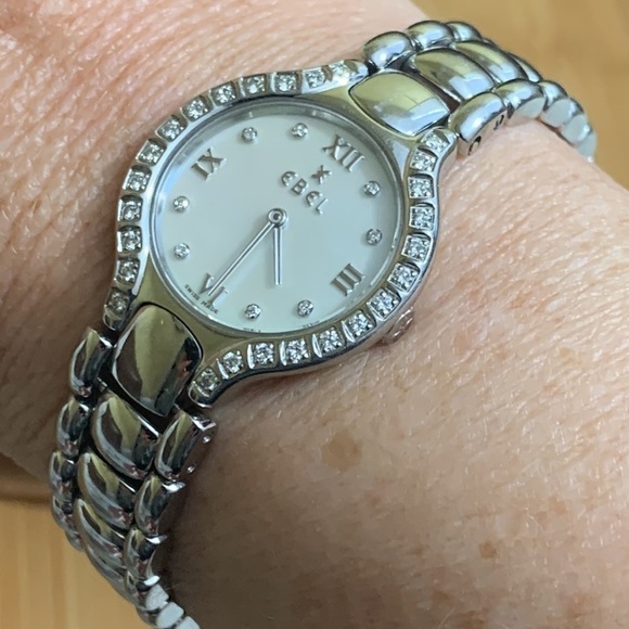 Ebel Beluga Diamond Quartz 26mm Steel .70 CW Glossy Stainless Steel Watch +Case - Picture 17 of 17